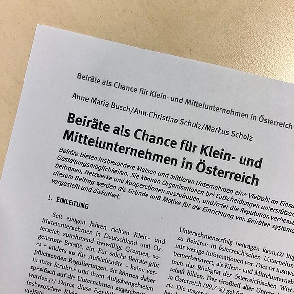 Artikel "Beiräte als Chance für KMU in Österreich