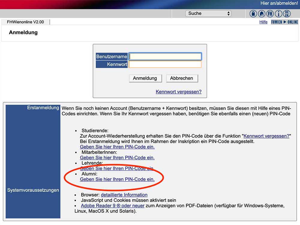 Einloggen FHWien online