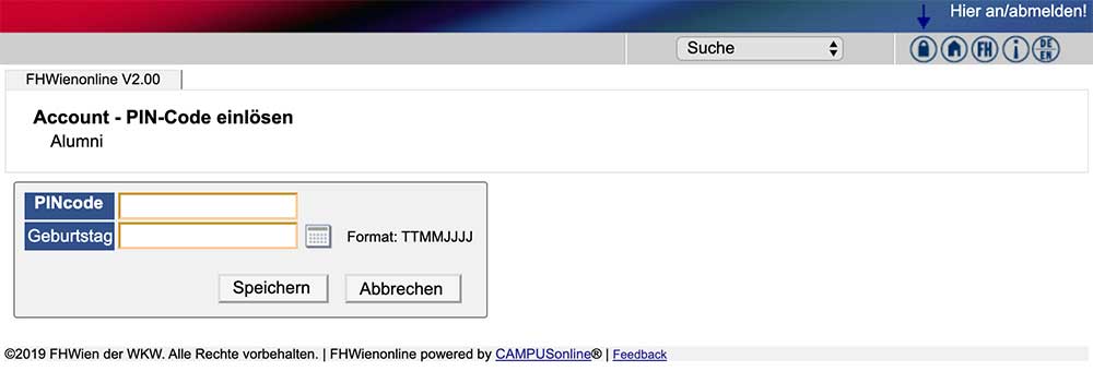 PIN-Code & Geburtstdatum eingeben