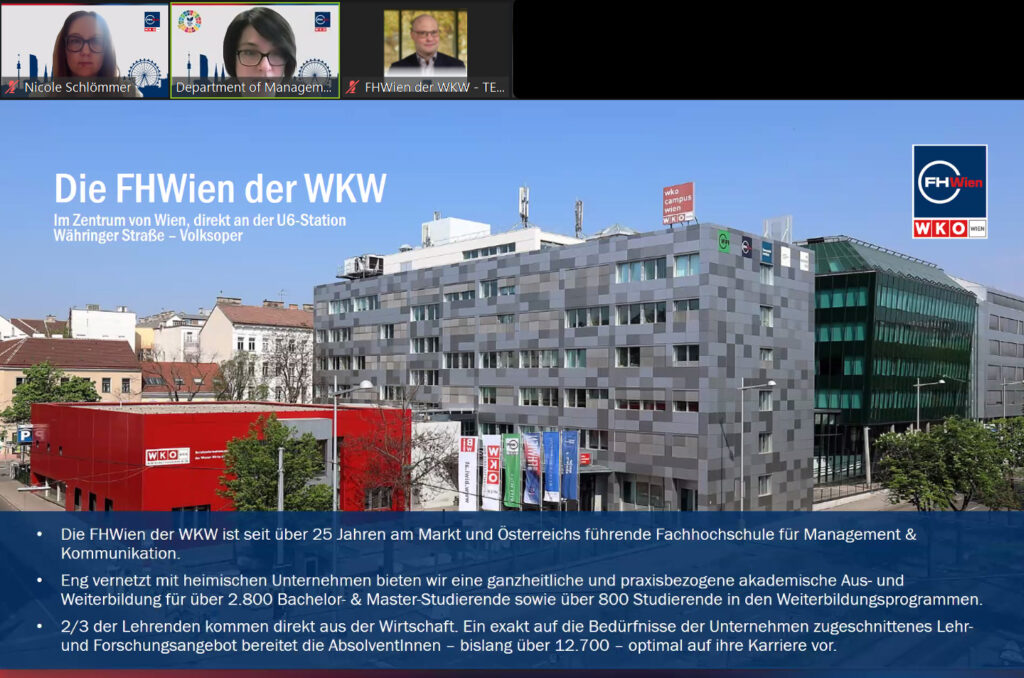 Präsentation "Studieren an der FHWien der WKW" beim Online Info Day
