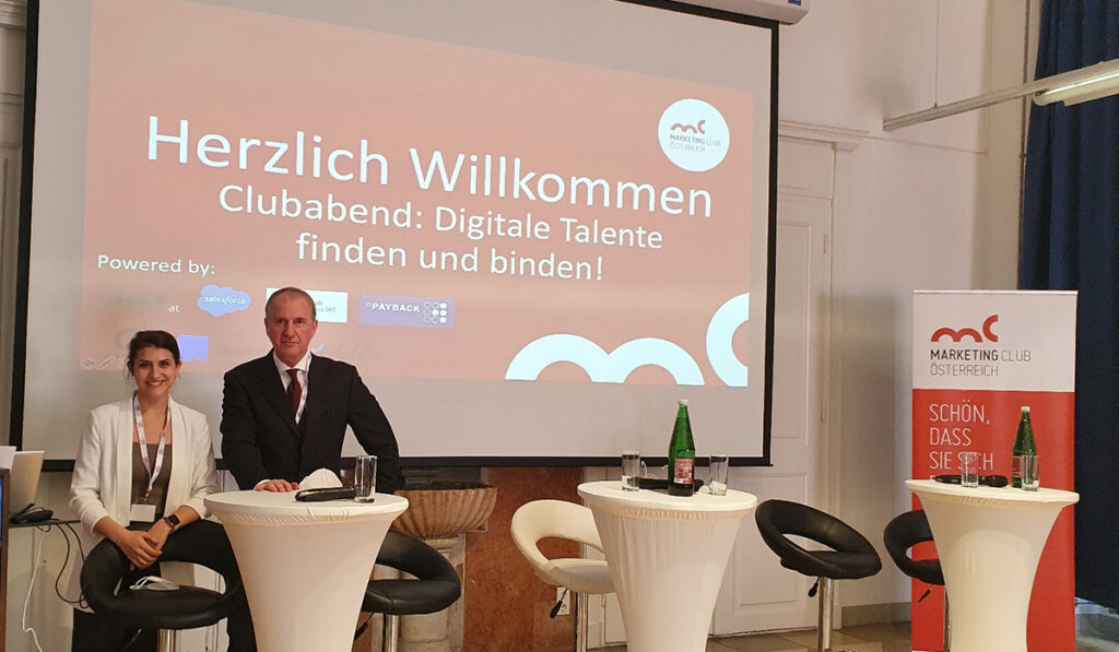 Stadt Wien gefördertes Kompetenzteam für Digitalisierung der Kommunikationsprofessionenen der FHWien der WKW beim MCÖ-Clubabend zum Thema Digitale Talente finden und binden