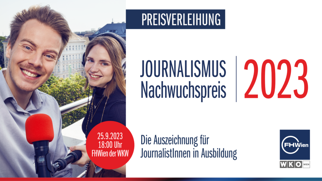 Journalismus Nachwuchspreis Preisverleihung am 25. September 2023 an der FHWien der WKW