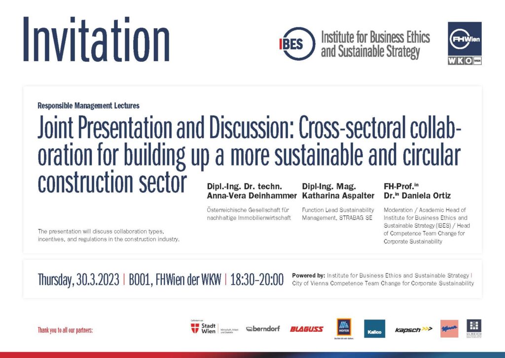 2. Responsible Management Lecture: Responsible Management Lectures: Cross-sectoral collaboration for building up a more sustainable and circular construction sector